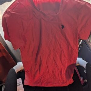 U.S. Polo Assn. Bright Red V-Neck Polo with Embroidered Logo